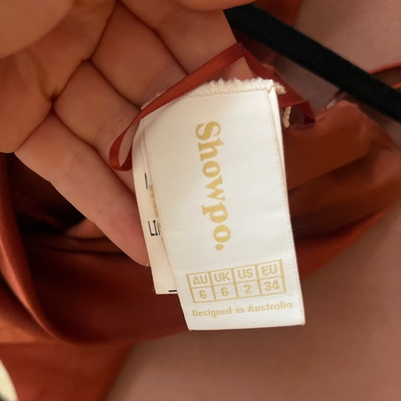 Showpo SISTERS BY HEART ASYMMETRIC COWL NECK MIDI DRESS IN COPPER SATIN - Picture 2 of 6